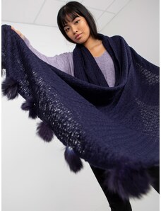 Fashionhunters Lady's dark blue scarf with lace pattern