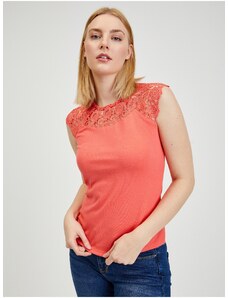 Orange Women's T-shirt with lace ORSAY - Women