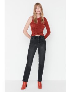 Trendyol Black Slit džínsy s vysokým pásom