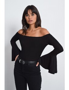 Cool & Sexy Women's Black Spanish Sleeve Blouse B07