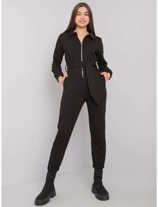 Fashionhunters Black cotton jumpsuit with belt from Marin