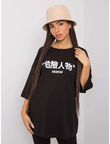 Fashionhunters Black T-shirt with Alexis RUE PARIS print