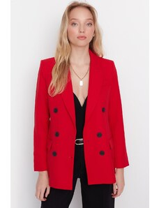 Trendyol červená tkaná podšívka dvojradové zapínacie sako