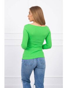 Kesi Ribbed blouse with green neon neckline