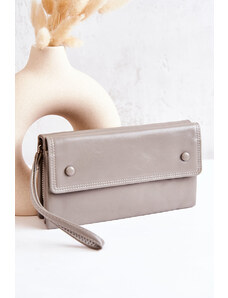 Kesi Large zippered leather wallet Loreaine grey