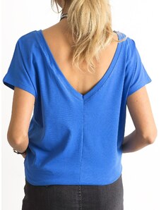 Fashionhunters T-shirt with neck at the back in blue