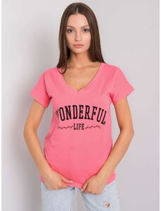 Fashionhunters Women's pink T-shirt with inscription