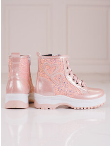 W. POTOCKI Girls' ankle boots with glitter Potocki light pink