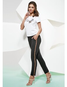 Bas Bleu ISLA women's pants elegant with leopard stripes