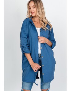 Kesi Women's oversize sweatshirt with hood and button fastening - dark blue,