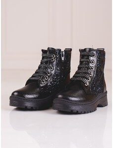 W. POTOCKI Girls' ankle boots with glitter Potocki black