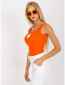 Fashionhunters OCH BELLA Ribbed Cotton Orange Top