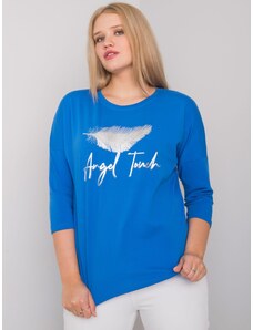 Fashionhunters Larger blue cotton blouse with printed design