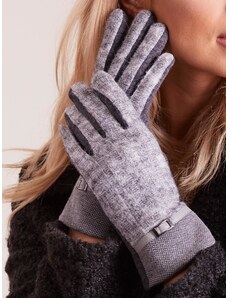 Fashionhunters Mittens with knitted dark grey module