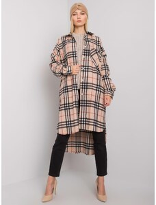 Fashionhunters Long beige and black plaid shirt from Baltimore