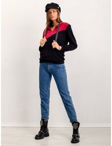 Fashionhunters Two-tone burgundy and black sweatshirt