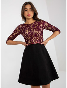 Fashionhunters Purple and black flowing cocktail dress with lace