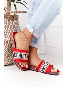 Kesi Flip-flops on cork sole with zirconia red Be Nice