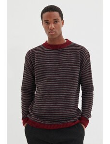 Trendyol Burgundy Regular Crew Neck Jacquard Sweater