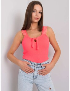 Fashionhunters Fluo pink striped top