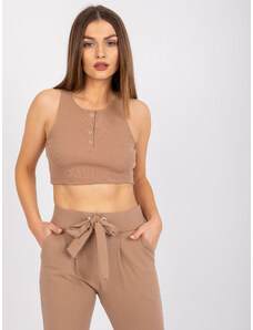 Fashionhunters Camel top with zippers Riley RUE PARIS