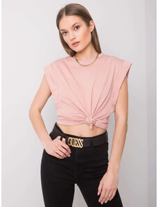 Fashionhunters Pink cotton T-shirt Kayla RUE PARIS