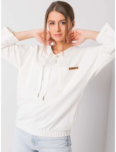 Fashionhunters Cotton oversized sweatshirt in ecru color