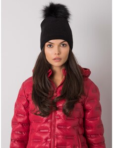Fashionhunters Black winter cap with pompom