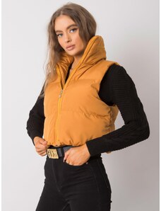 Fashionhunters Dark yellow vest with hood