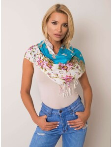 Fashionhunters Scarf with floral print in blue and ecru