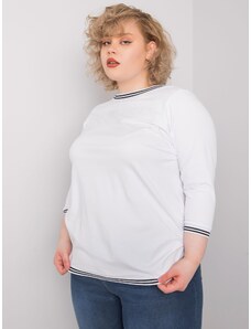 Fashionhunters Oversized white blouse with ribbing