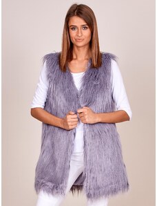 Fashionhunters Women's vest with longer pile, gray