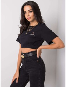 Fashionhunters Women's black T-shirt with embroidery