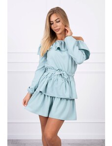 Kesi Shoulder dress with tie at the waist mint