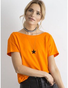Fashionhunters Orange T-shirt with back neckline