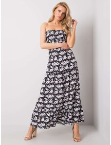 Fashionhunters FRESH MADE Black dress with floral patterns