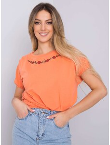 Fashionhunters Orange blouse with embroidery