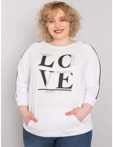 Fashionhunters Oversized white blouse with pocket and patches