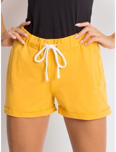 Fashionhunters Women's cotton shorts dark yellow