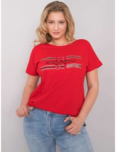 Fashionhunters Red blouse Plus size with decorative stripes