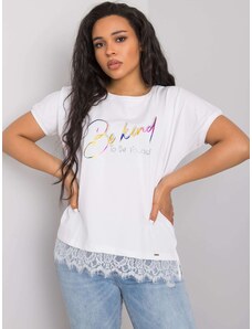Fashionhunters Larger white cotton blouse with lace