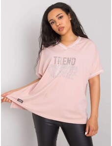 Fashionhunters Powder pink oversized lady's blouse with patch