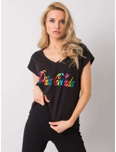 Fashionhunters Black T-shirt with colorful print