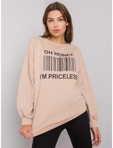 Fashionhunters Dark beige sweatshirt with Basile print