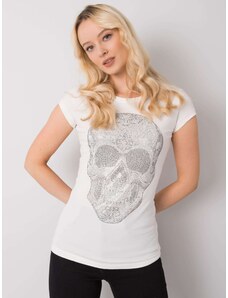 Fashionhunters Women's T-shirt Ecru with skull