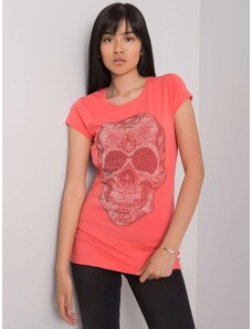 Fashionhunters Women's coral shirt with skull