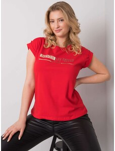 Fashionhunters Red T-shirt plus sizes with patches