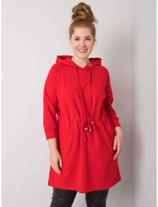 Fashionhunters Long red hoodie of larger size