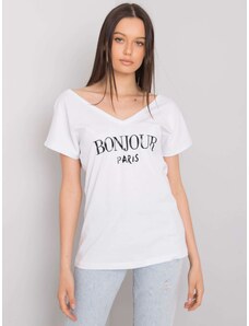 Fashionhunters White T-shirt with triangular neckline