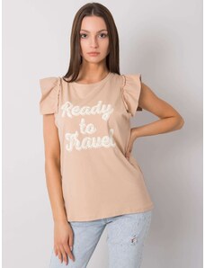 Fashionhunters Lady's beige blouse with print